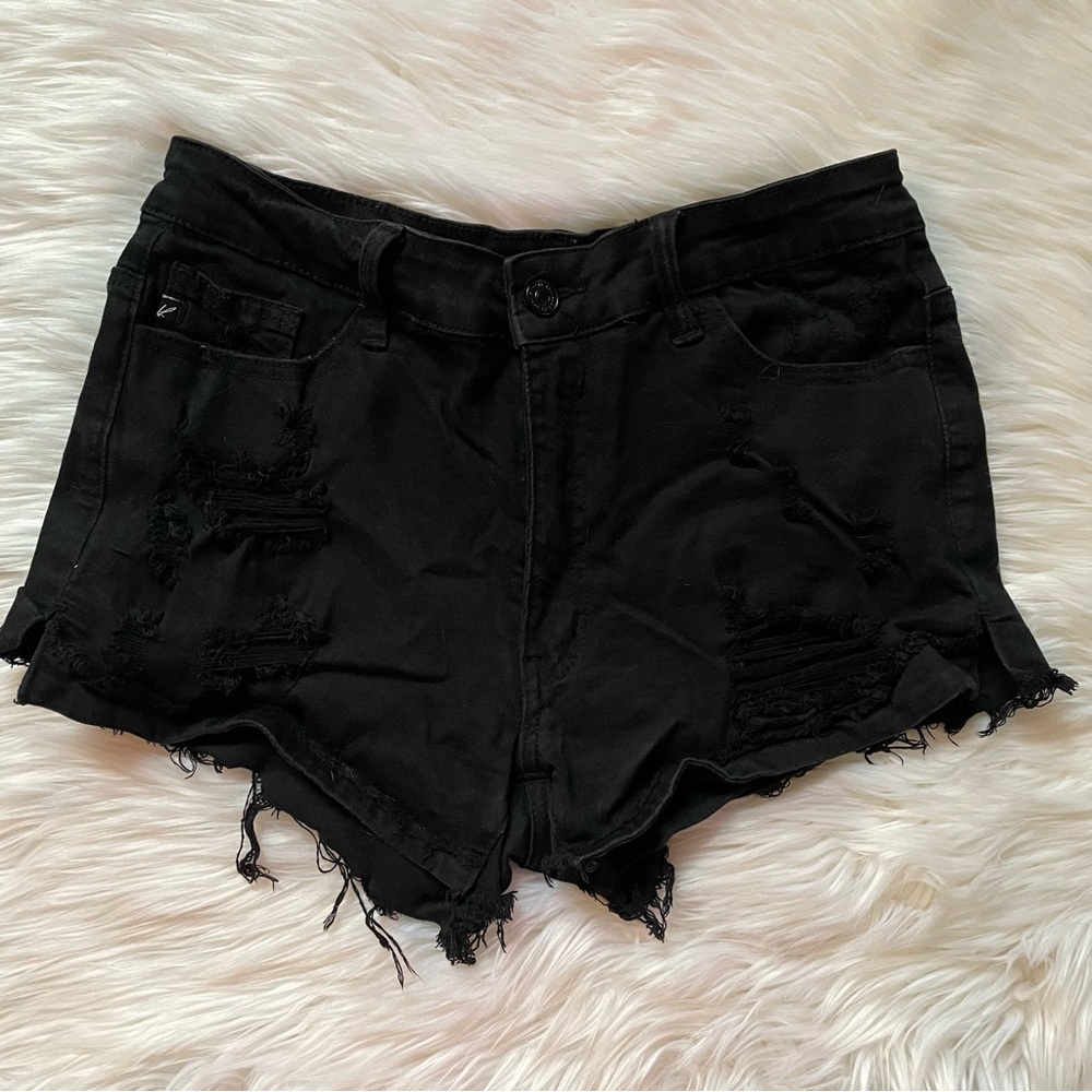 Black Kancan High Rise Ripped Cheeky Shorts
